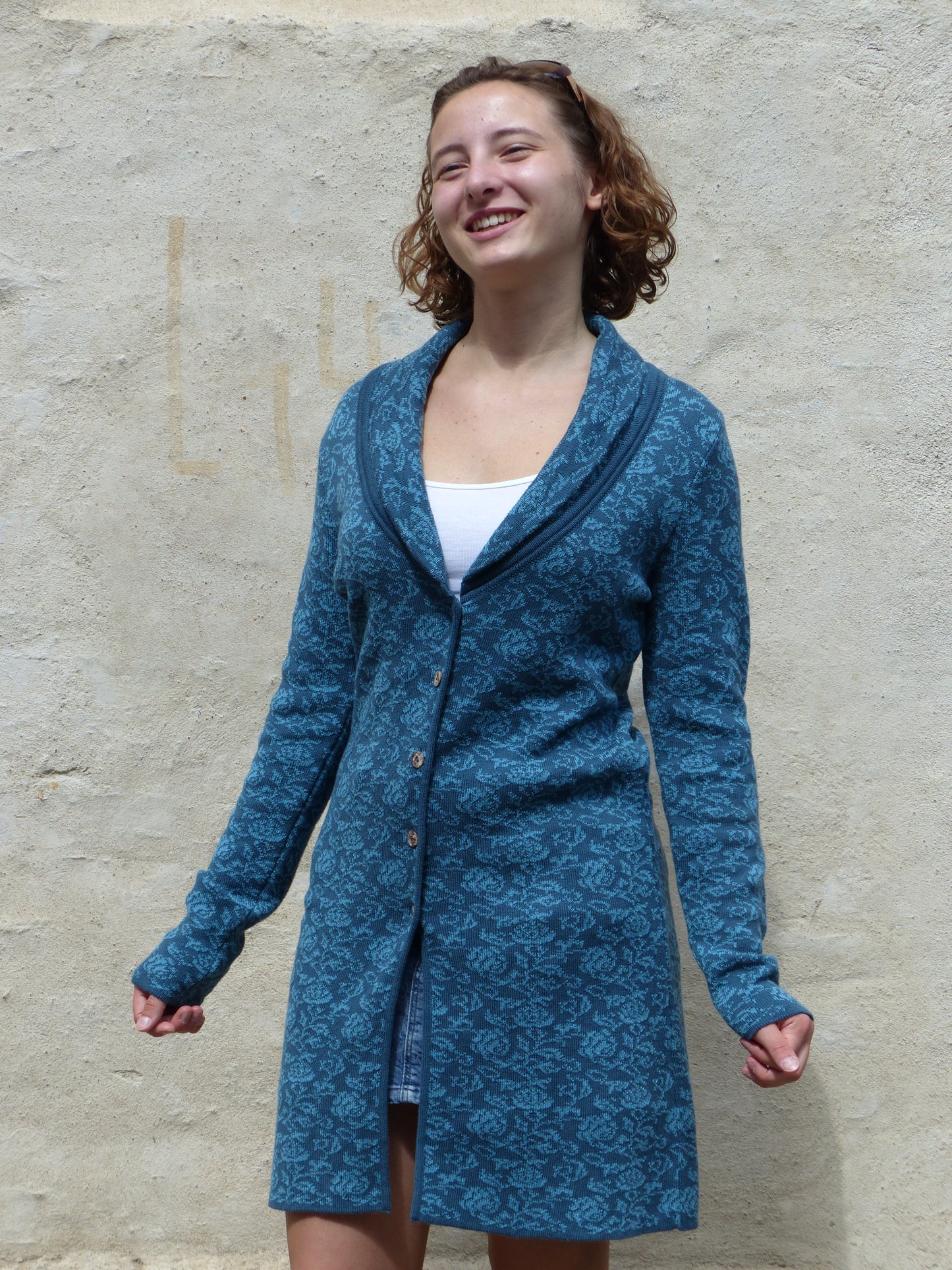 Cardigan - Petrol Rosen