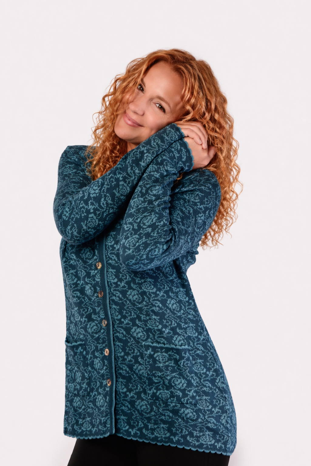 Long Knit Cardigan – Rose – Petrol