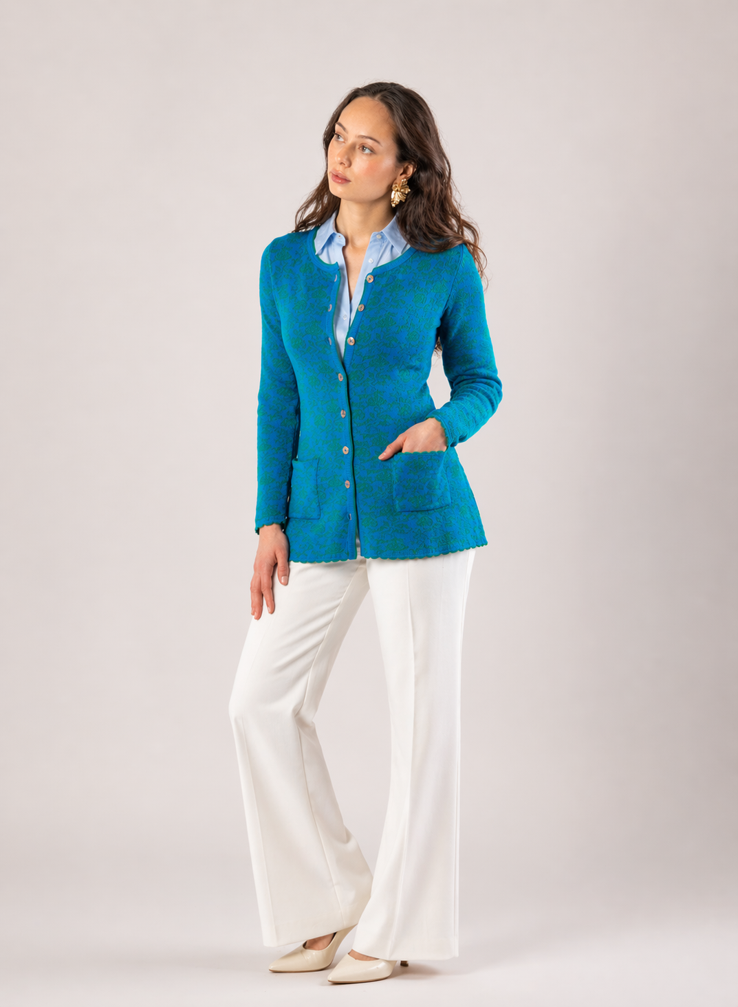 Long Knit Cardigan – Rose – Emerald