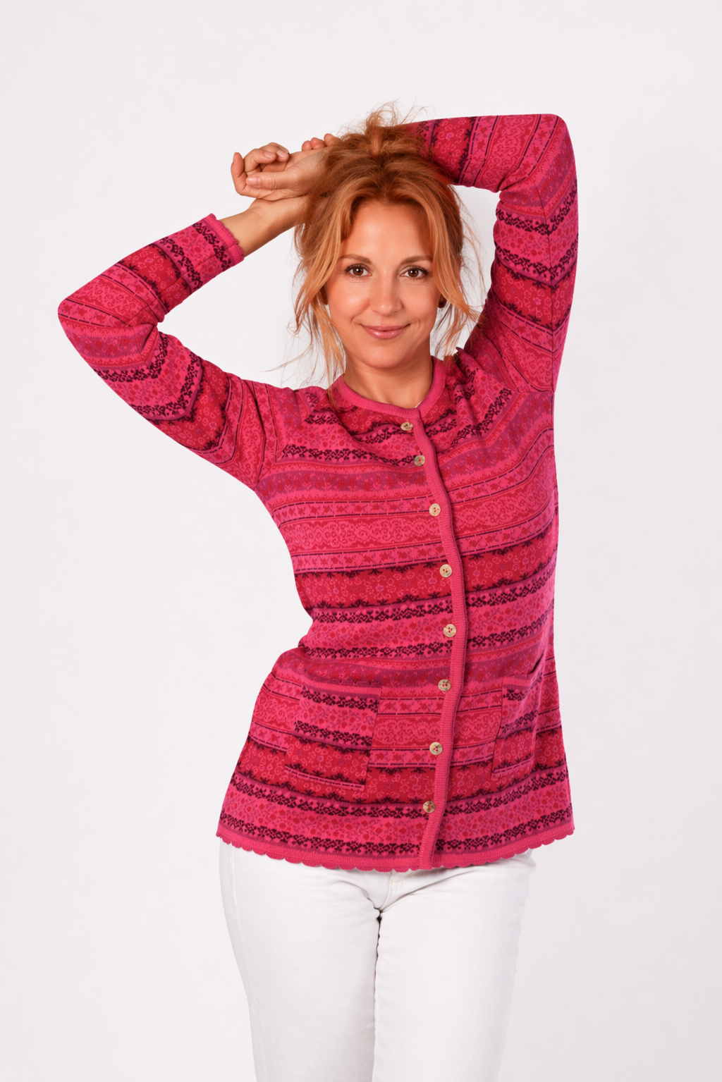 Long Knit Cardigan – Four Colors – Berry