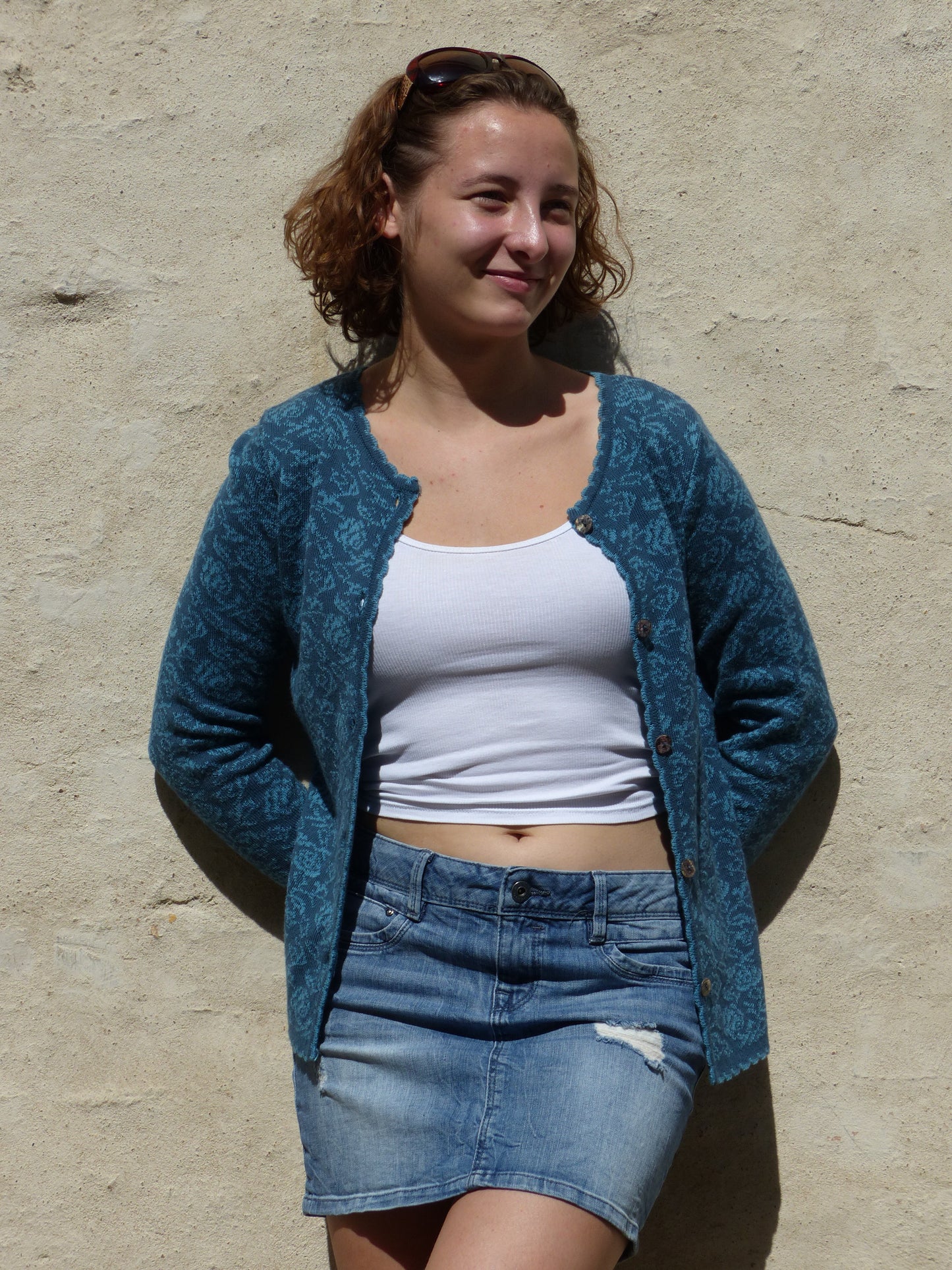Kurze Jacke Petrol Rosen