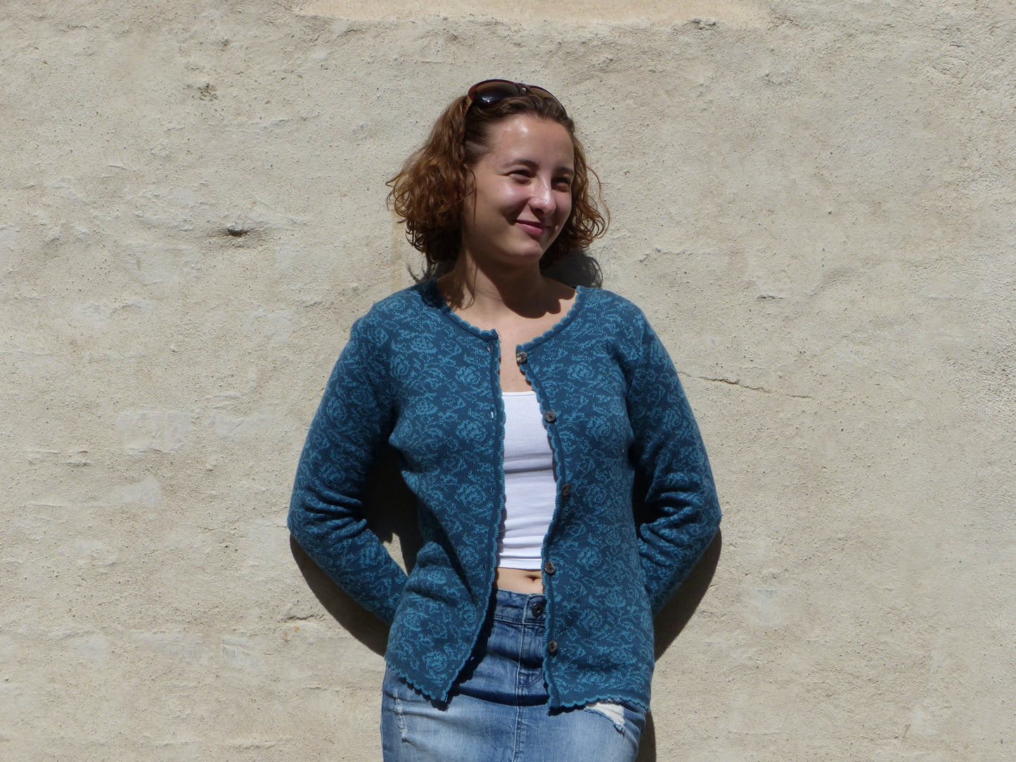 Kurze Jacke Petrol Rosen