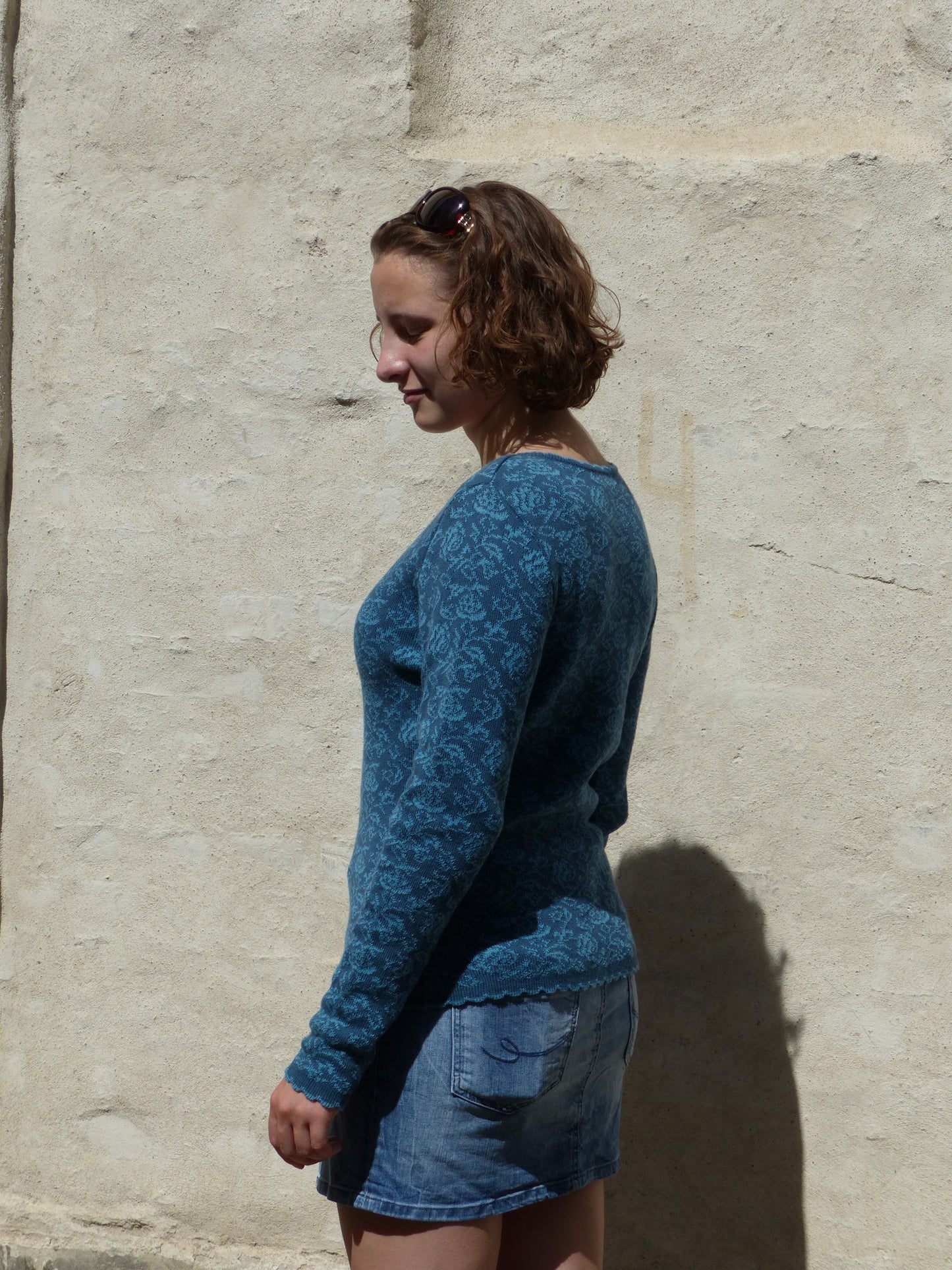 Kurze Jacke Petrol Rosen