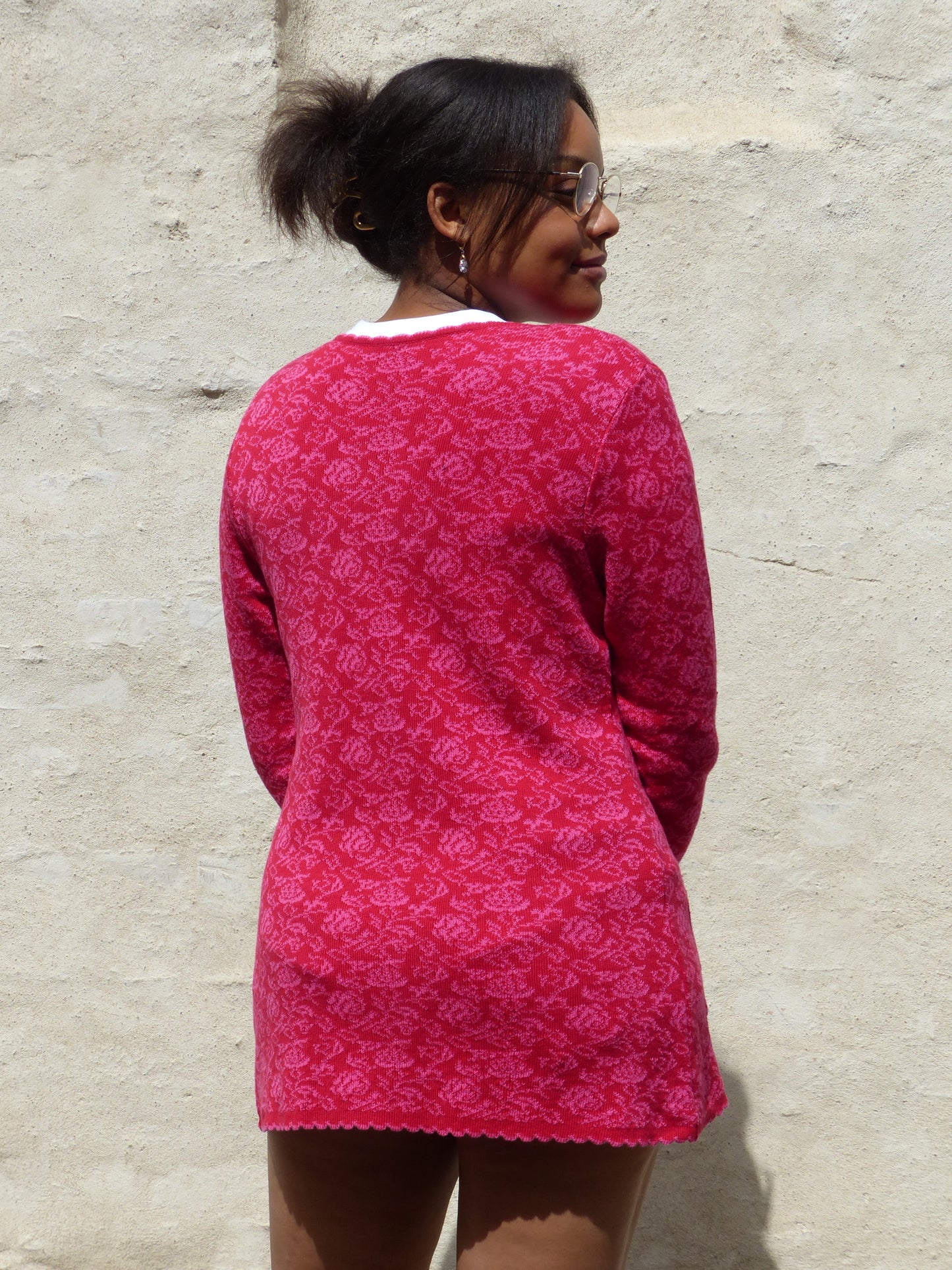 Lange Jacke - Rosa Rosen