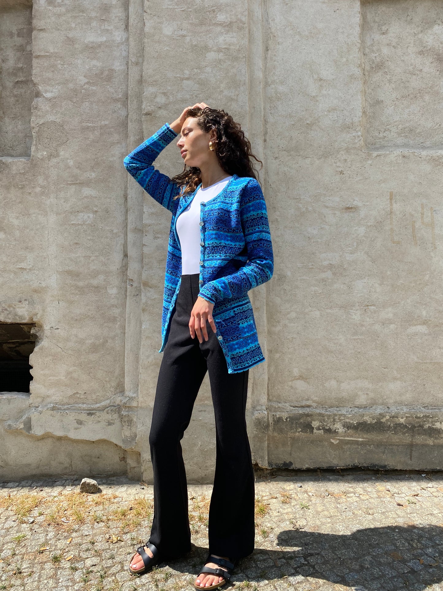 Lange Jacke - Vierfarbig Blau