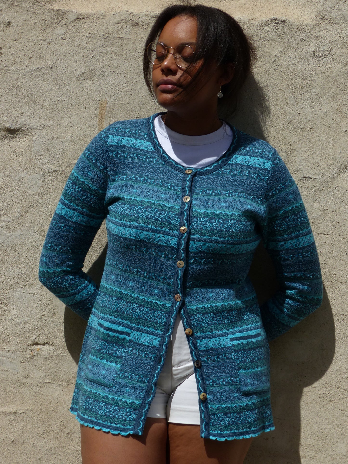 Lange Jacke - Vierfarbig Petrol