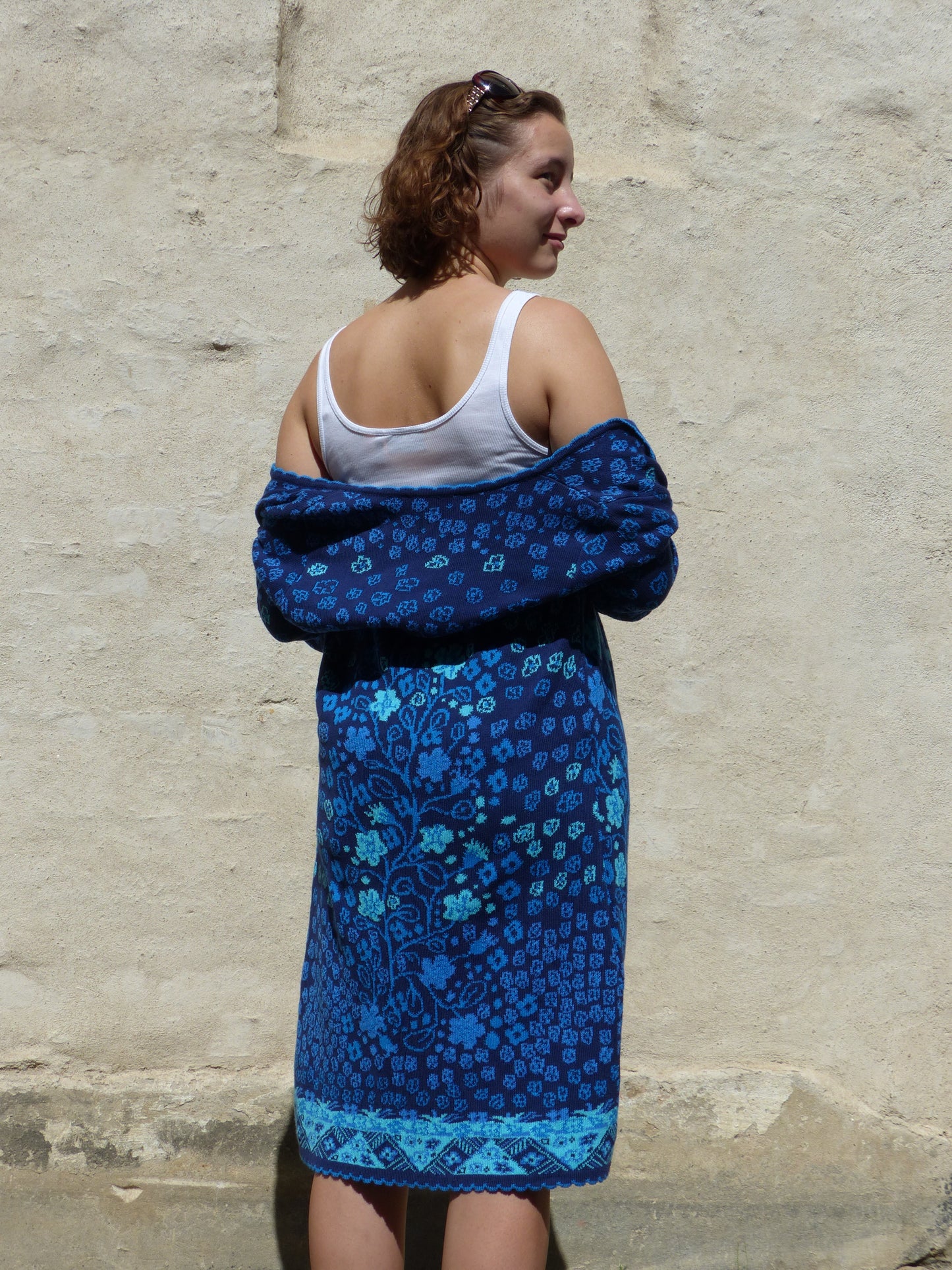 Mantelkleid - Blumenbaum Blau