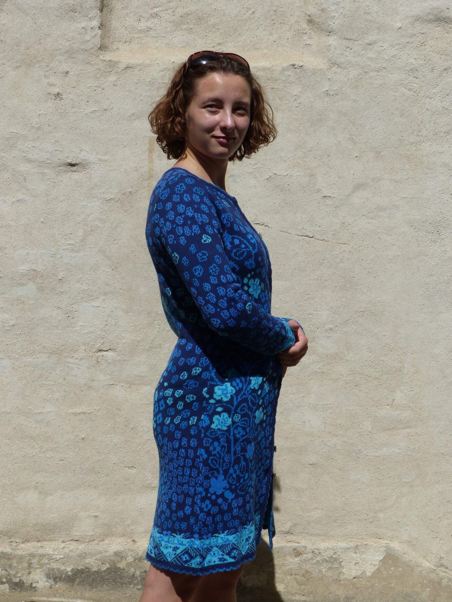 Mantelkleid - Blumenbaum Blau