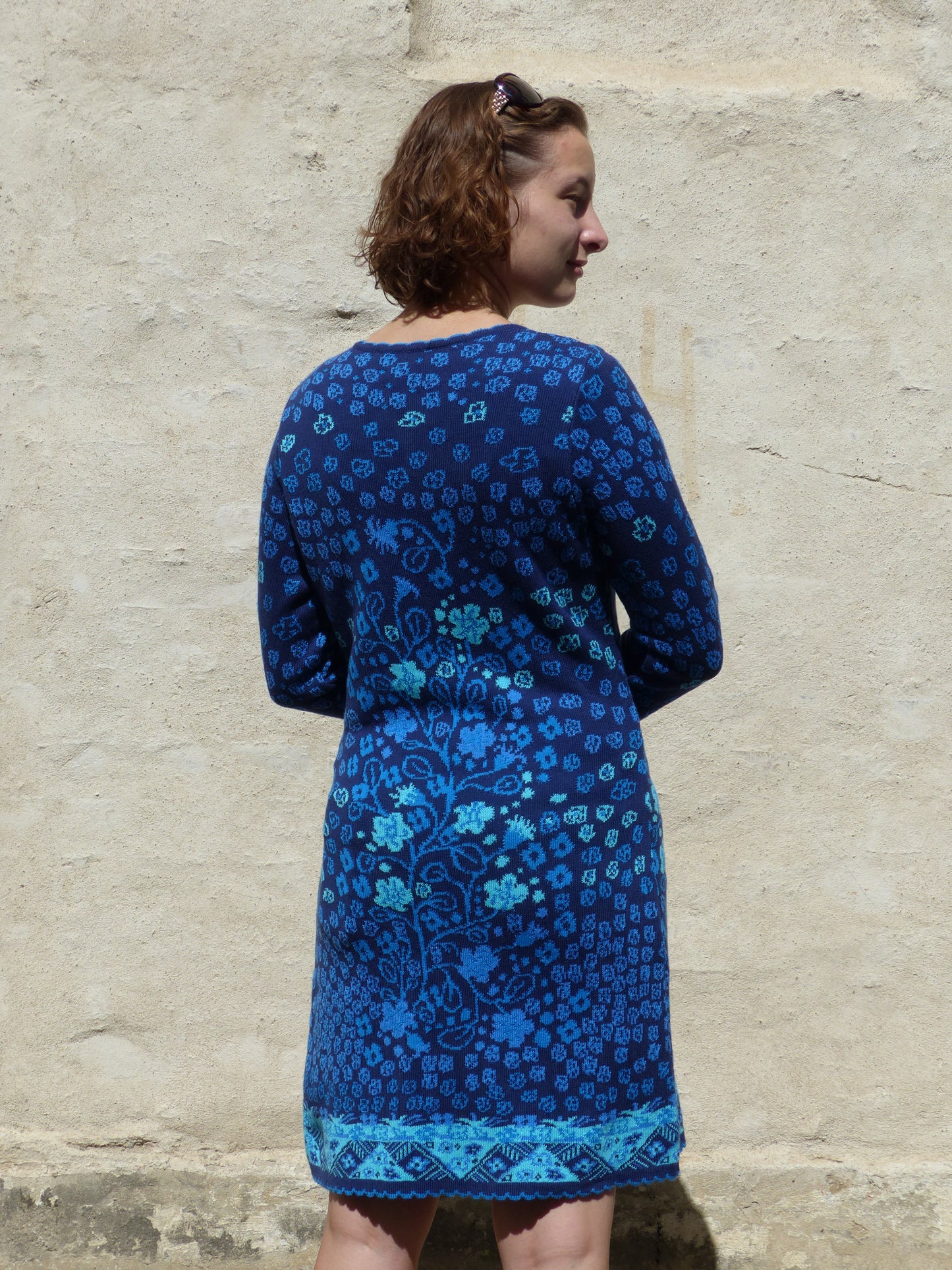 Mantelkleid - Blumenbaum Blau