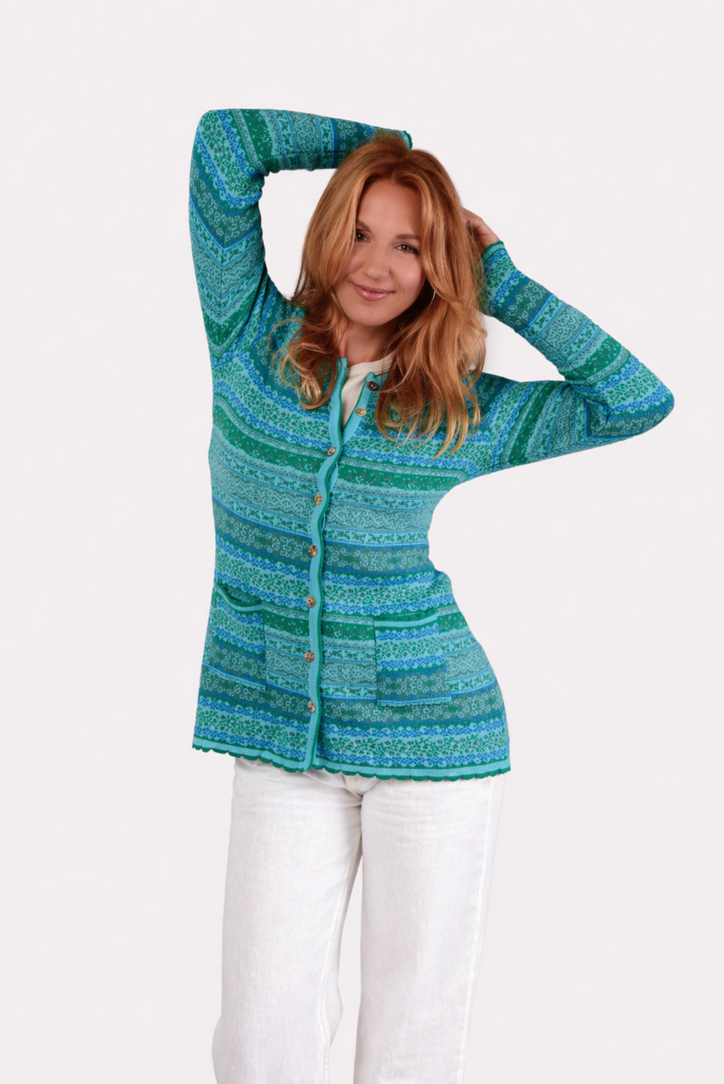 Long Knit Cardigan – Four Colors – Spring Green