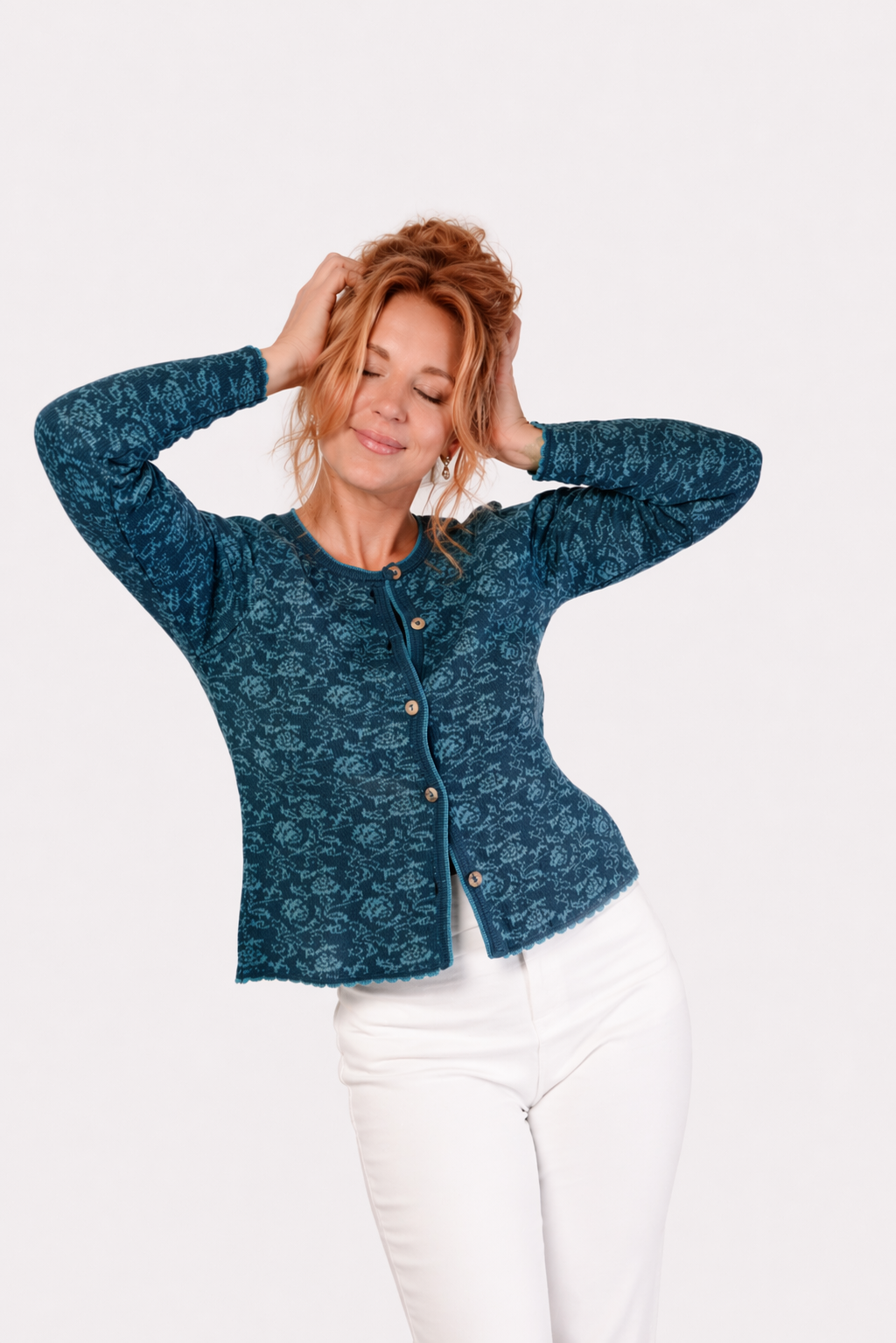 Short Knit Cardigan – Rose – Petrol