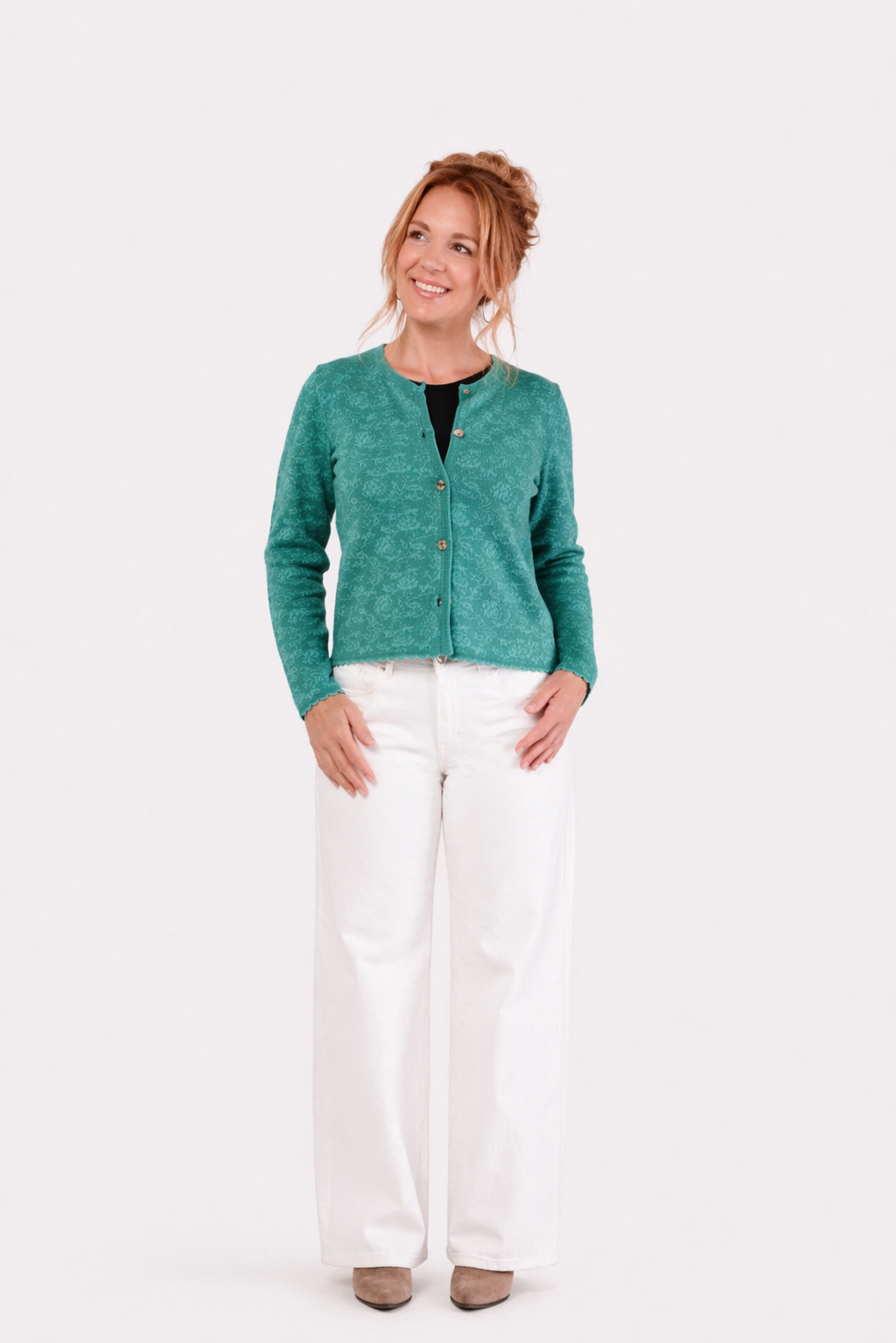 Short Knit Cardigan – Rose – Green