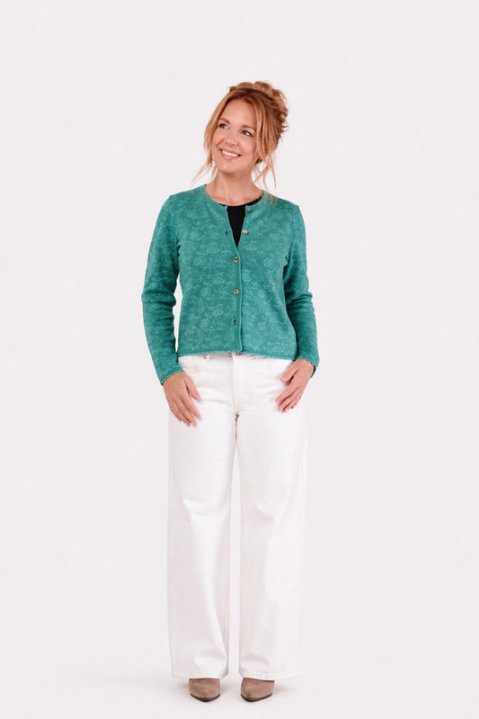 Short Knit Cardigan – Rose – Green