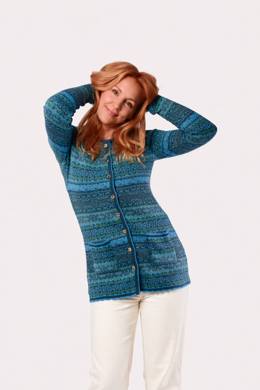 Long Knit Cardigan – Four Colors – Deep Ocean