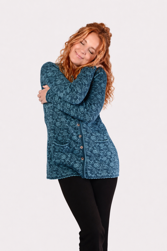 Long Knit Cardigan – Rose – Petrol