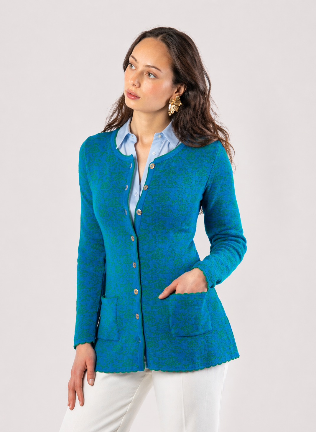 Long Knit Cardigan – Rose – Emerald