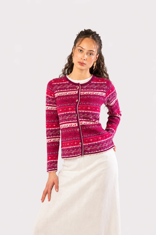 Short Knit Cardigan – Four Colors – berries and cream
