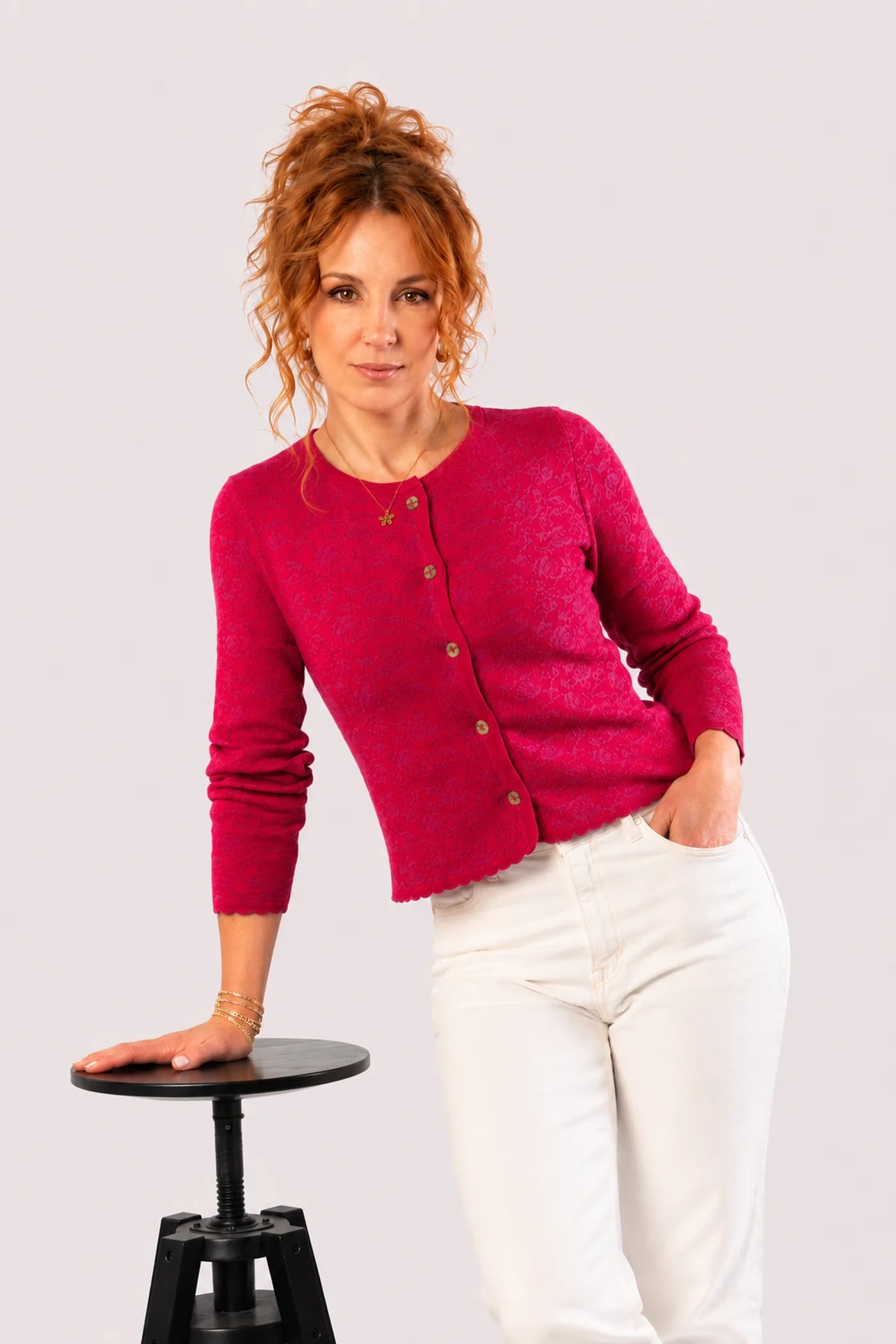 Short Knit Cardigan – Rose – Raspberry